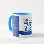 Mug Joyeux Israel Independence Day 75 Blue Star David (Devant gauche)