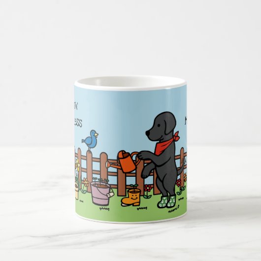 Mug Joyeux jardinier Black Labrador personnalisé (Centre)