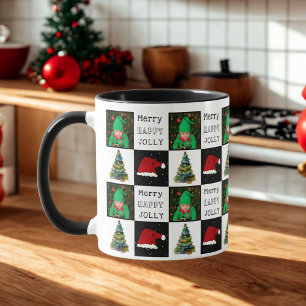 Mug Joyeux Jolly Arbre de Noël Santa Hat Famille Photo