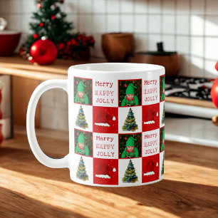 Mug Joyeux Jolly Arbre de Noël Santa Hat Famille Photo