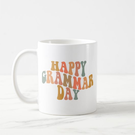 Mug Joyeux Jour de la Grammaire Rétro Wavy (Gauche)