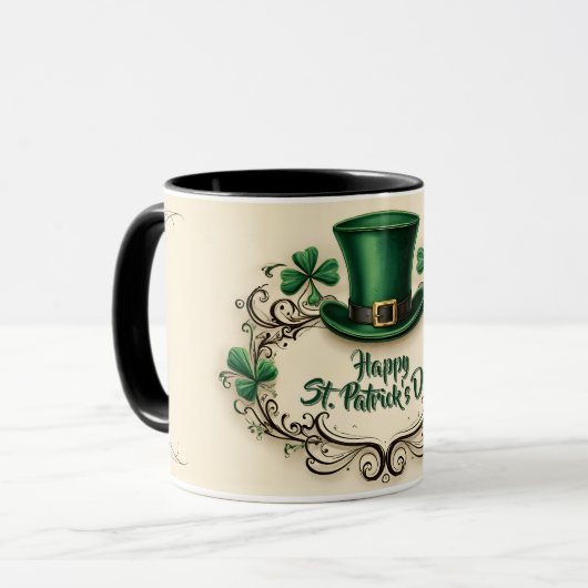 Mug Joyeux jour de la Saint-Patrick, motif de trèfle (Devant gauche)