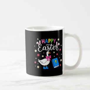Mug Joyeux jour de Pâques oie coquette noeud oeufs lap