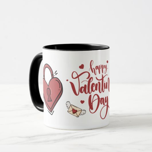 Mug joyeux jour des valentines, cadeaux de jour des va (Devant gauche)