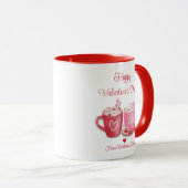 Mug joyeux jour des valentines, rouge rose chocolat ch (Devant droit)