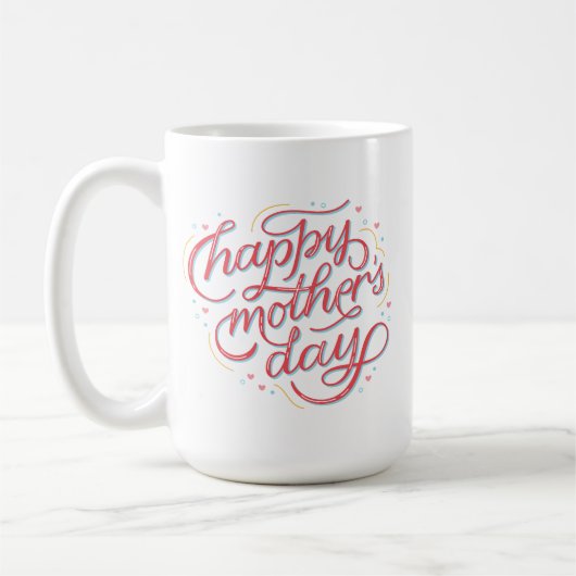 Mug Joyeux Joyeux Jour des Mères rose vif Blanc (Gauche)