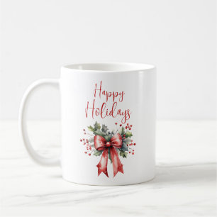 Mug Joyeux Joyeux Jours de Vacances Script Red Bow