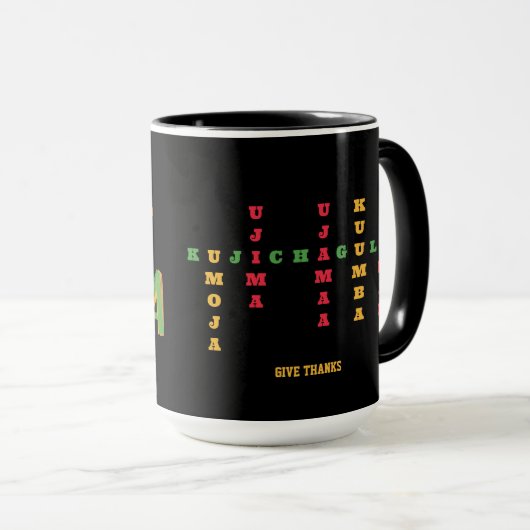 Mug Joyeux KWANZAA Principes mot-clé (Devant droit)