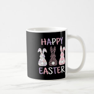Mug Joyeux lapin de fleur de Pâques mignon rose léopar