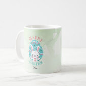 Mug Joyeux lapin de Pâques dans l'oeuf avec nom (Devant gauche)