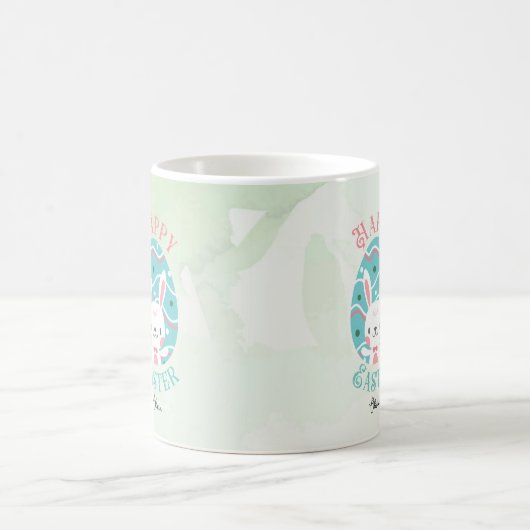 Mug Joyeux lapin de Pâques dans l'oeuf avec nom (Centre)