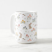 Mug Joyeux lapin de Pâques Fleurs sauvages mignons lap (Devant gauche)