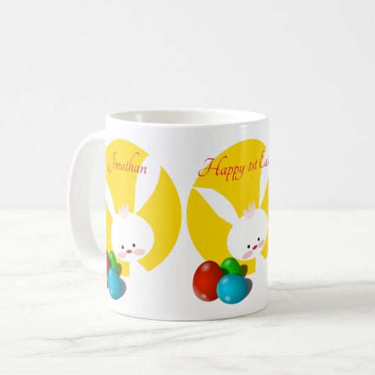 Mug Joyeux lapin de Pâques Jaune (Devant gauche)