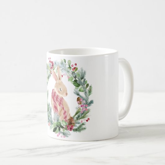 Mug Joyeux lapin Noël élégant (Devant droit)