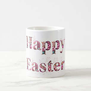 Mug Joyeux lapins de texte de Pâques OEufs de Pâques