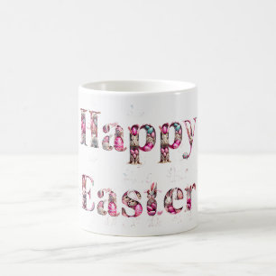 Mug Joyeux lapins de texte de Pâques OEufs de Pâques