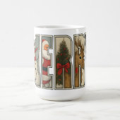 Mug JOYEUX – Lettre Artistique de Personnage de Noël (Centre)