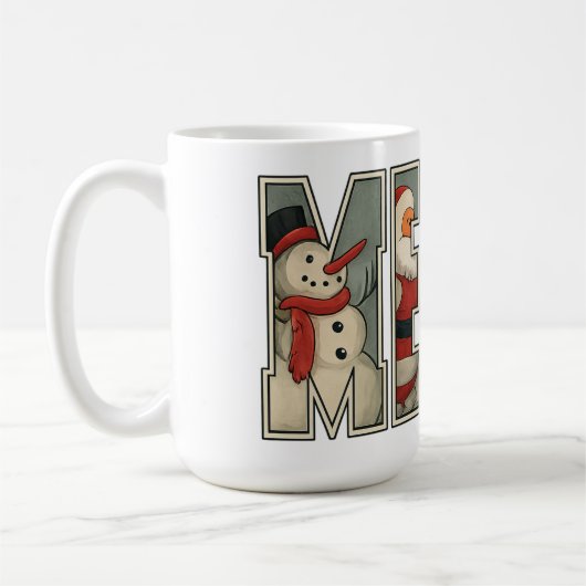 Mug JOYEUX – Lettre Artistique de Personnage de Noël (Gauche)