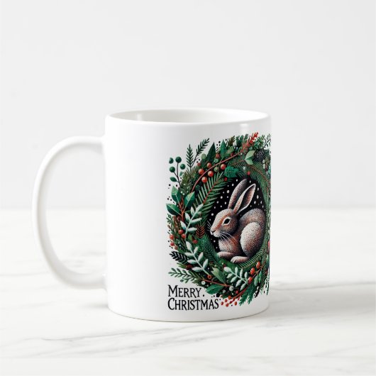 Mug Joyeux lièvre de Noël (Gauche)