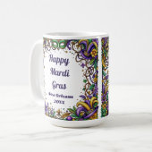 Mug Joyeux Mardi Gras Plumes & Masque (Devant gauche)