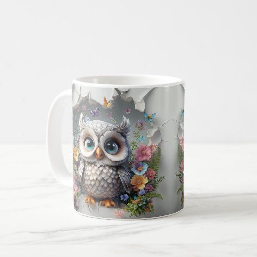 Mug Joyeux mère jour 3d Owl design imprimable (Devant gauche)