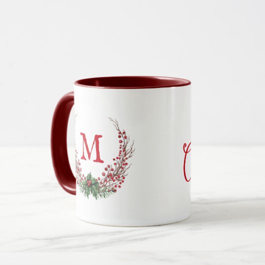 Mug Joyeux Monogramme de Noël  (Devant gauche)