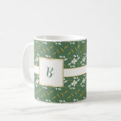Mug Joyeux monogramme vert de la flore regale (Devant gauche)