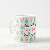 Mug Joyeux Motif de Noël avec Arbres Baubles & Bows (Devant gauche)