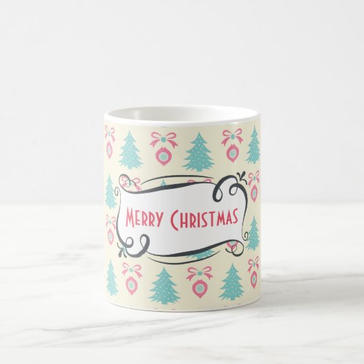 Mug Joyeux Motif de Noël avec Arbres Baubles & Bows (Centre)