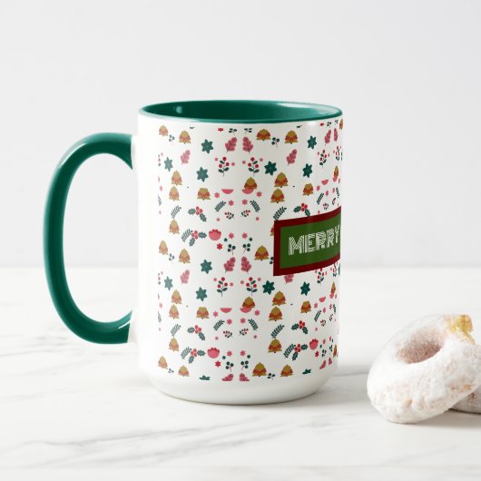 Mug Joyeux Motif de Noël Élégant (Avec donut)