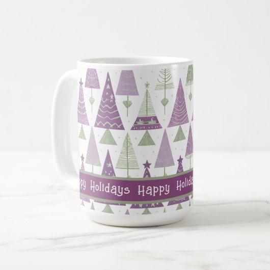 Mug Joyeux Motif de Noël vert violet #25 ID1009 (Devant gauche)