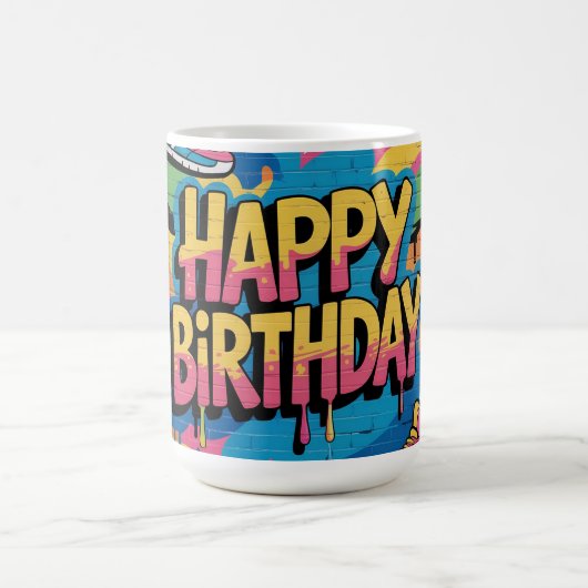 Mug Joyeux mur de graffitis d'anniversaire avec Basket (Centre)