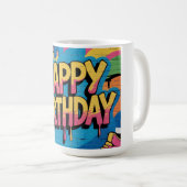 Mug Joyeux mur de graffitis d'anniversaire avec Basket (Devant droit)