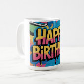 Mug Joyeux mur de graffitis d'anniversaire avec Basket (Devant gauche)
