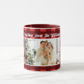 Mug joyeux noël 3 photo collage rouge buffle plaid (Centre)