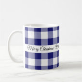 Mug Joyeux Noël à carreaux bleus rustiques (Gauche)