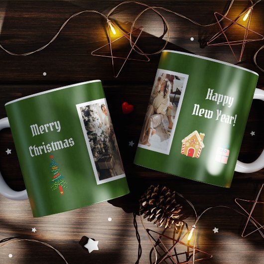 Mug Joyeux Noël À feuillage persistant Photo de famill
