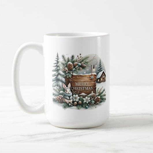 Mug Joyeux Noël ajouter monogramme Maison de campagne (Gauche)