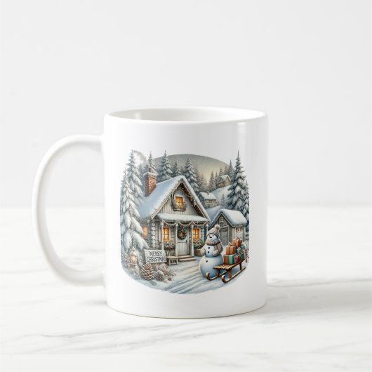 Mug Joyeux Noël ajouter monogramme Maison de campagne (Gauche)