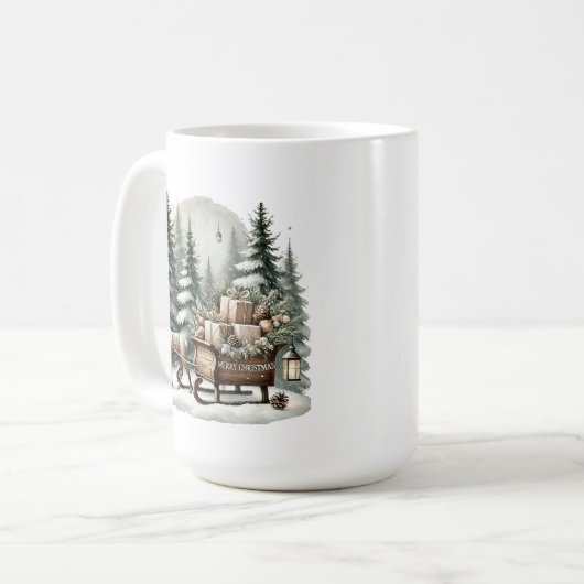 Mug Joyeux Noël ajouter monogramme rennes traîneau (Devant gauche)