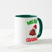 Mug Joyeux Noël ! Amusant Louveur de crabe de Noël (Devant droit)
