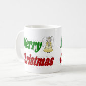 Mug Joyeux Noël Angel rouge vert demi typographie (Devant gauche)