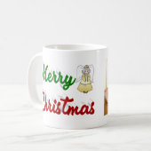 Mug Joyeux Noël Angel rouge vert script photo (Devant gauche)