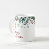 Mug Joyeux Noël, Aquarelle Arbre de Noël Cadeau Ta (Devant gauche)