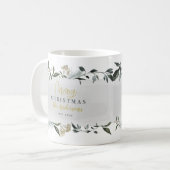 Mug Joyeux Noël aquarelle feuillage Noël (Devant gauche)