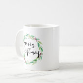 Mug Joyeux Noël Aquarelle Vacances Wreath Chic (Devant gauche)