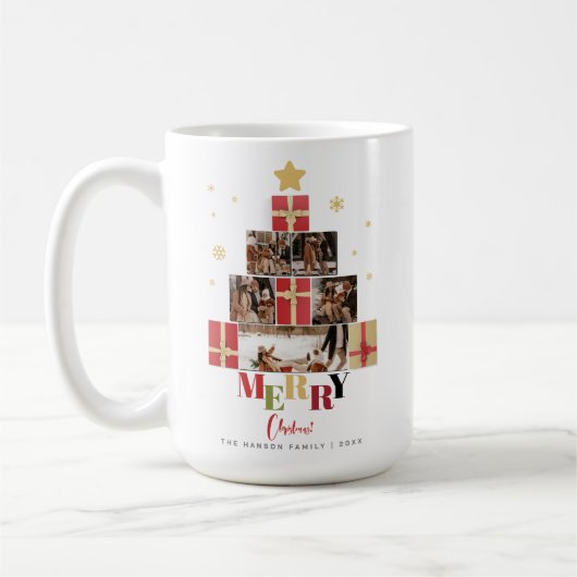 Mug Joyeux Noël Arbre famille Collage photo (Gauche)