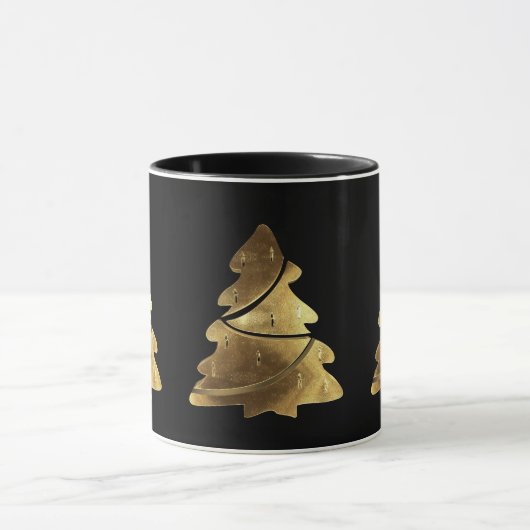 Mug Joyeux Noël Arbre noir et or Elégant (Centre)