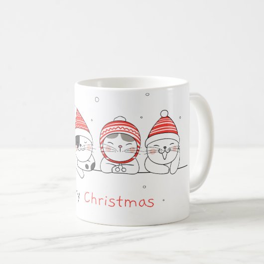 Mug Joyeux Noël au chat (Devant droit)