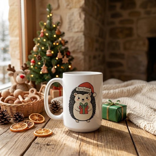 Mug Joyeux Noël au hérisson mignon